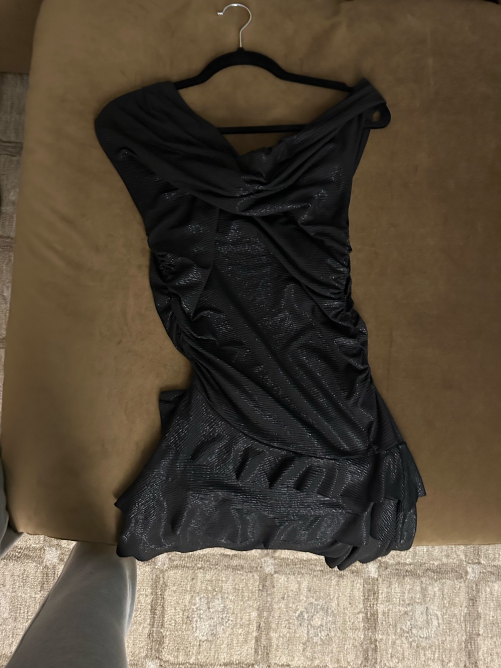 Black Shimmery Off-Shoulder Dress